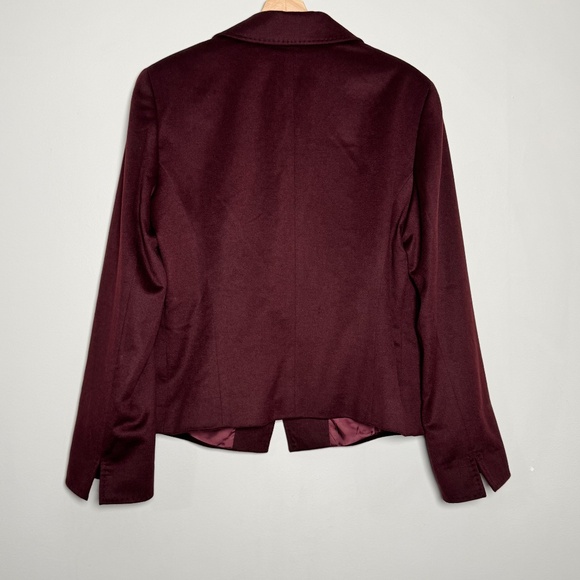 Lafayette 148 Notched Lapel Single-Breasted Bordeaux Wool Angora Blazer Sz 12 - Picture 7 of 10